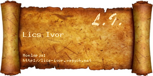 Lics Ivor névjegykártya